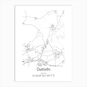 Datteln,Germany Minimalist Map Art Print