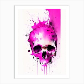 Skull With Splatter Effects Pink Matisse Style Art Print