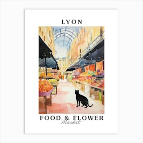 Food Market With Cats In Lyon 2 Poster Art Print