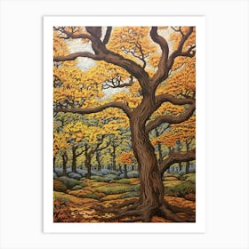 American Hornbeam 2 Vintage Autumn Tree Print  Art Print