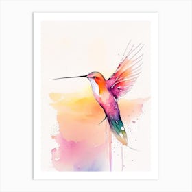 Hummingbird At Sunrise Minimalist Watercolour 2 Art Print