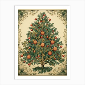 William Morris Style Christmas Tree 21 Art Print