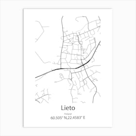 Lieto,Finland Minimalist Map Art Print