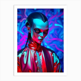 Alien in Neon Gloss Art Print