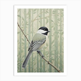 Ohara Koson Inspired Bird Painting Carolina Chickadee 3 Art Print