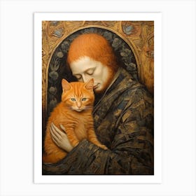 Monk Holding A Cat 5 Art Print
