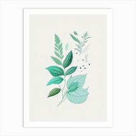 Mint Spices And Herbs Minimal Line Drawing 2 Art Print