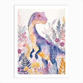 Pastel Spinosaurus Dinosaur Watercolour Art Print