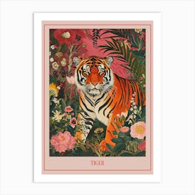 Floral Animal Painting Tiger 1 Poster Art Print