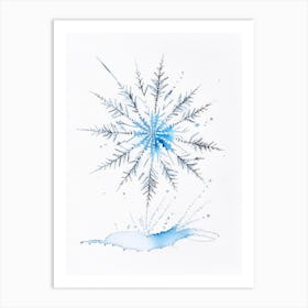 Ice, Snowflakes, Pencil Illustration 1 Art Print