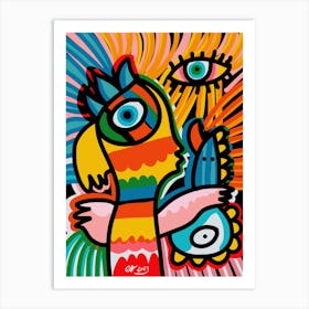 African Graffiti Tribal Art Art Print