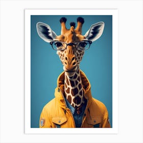 Funny Giraffe Wearing Jackets And Glasses Cool Art Print