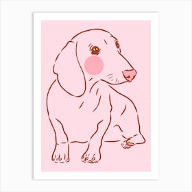 Pink Sausage Dog| Dachshund Art Print