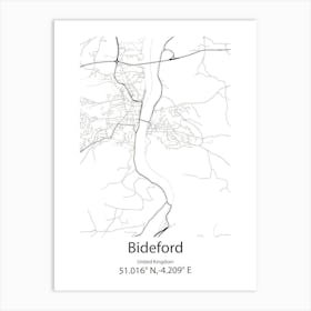 Bideford,United Kingdom Minimalist Map Poster