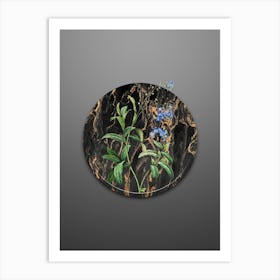 Vintage Forget Me Not Botanical in Gilded Marble on Soft Gray n.0051 Art Print