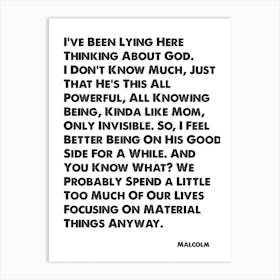 Malcolm In The Middle, Quote, Malcolm, I've Been Lying Here Thinking About God, Wall Art, Wall Print, Print, Art Print