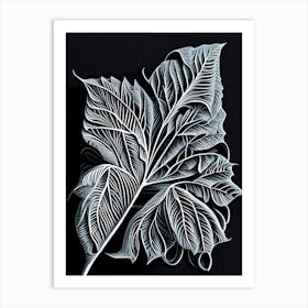 Australian Native Mint Leaf Linocut 2 Art Print