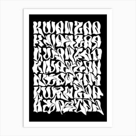 White Kwanzaa Wave Typography Art Print