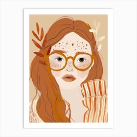 Girl With Glasses 3 Art Print