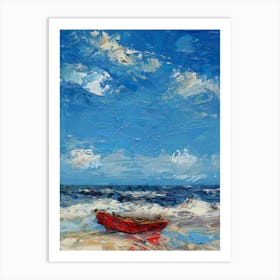 Red Boat On The Beach 2 Art Print