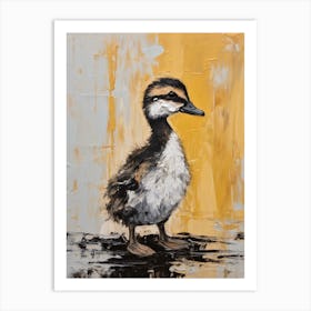 Black White & Yellow Duckling Gouache 1 Art Print