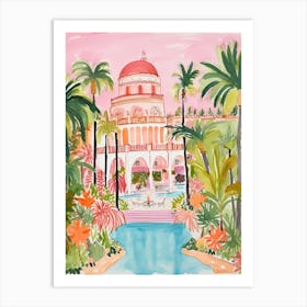 The Beverly Hills Hotel   Beverly Hills, California   Resort Storybook Illustration 3 Art Print
