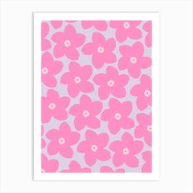 Retro Flower Pink And Purple Art Print