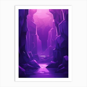 Mystical Cave Deep Purple - Landscape Art Print