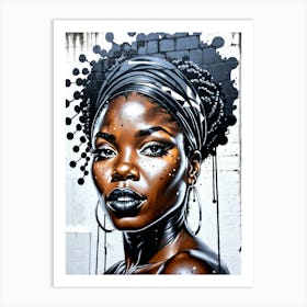 Graffiti Mural Of Beautiful Black Woman 392 Art Print