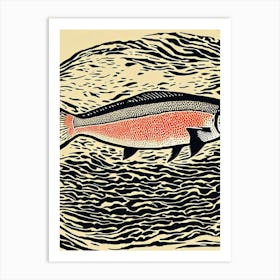 Salmon Linocut Art Print