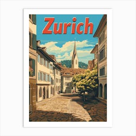 Aihrgdesign A Retro Travel Poster For Zurich 5 Art Print