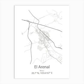 El Arenal,Mexico Minimalist Map Art Print