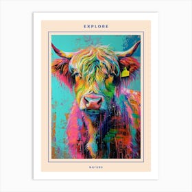 Hairy Cow Colourful Paint Splash 2 Poster Art Print