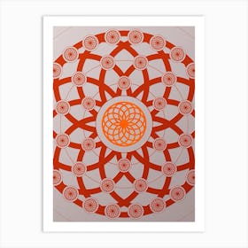 Geometric Glyph Circle Array in Tomato Red n.0065 Art Print