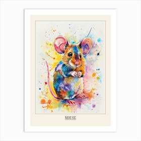Mouse Colourful Watercolour 1 Poster Art Print