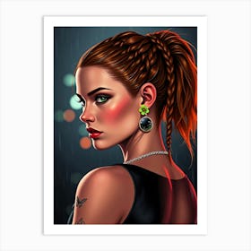 Girl In A Black Dress Art Print