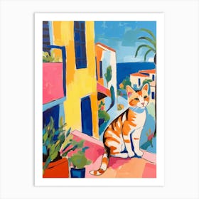 Painting Of A Cat In Marbella Spain 2 Art Print