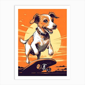 Jack Russell Terrier Dog Skateboarding Illustration 4 Art Print