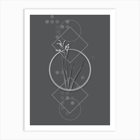 Vintage Gladiolus Cunonius Botanical with Line Motif and Dot Pattern in Ghost Gray n.0354 Art Print