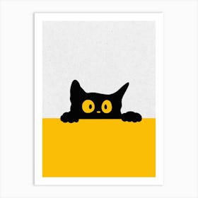 Black Cat Peeking Out Art Print