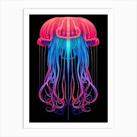 Upside Down Jellyfish Neon Illustration 4 Art Print