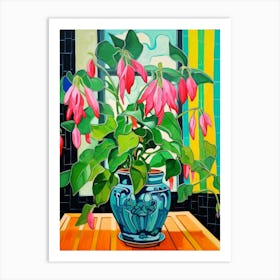 Flowers In A Vase Still Life Painting Fuchsia 3 Art Print