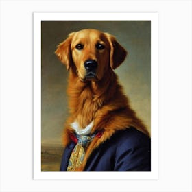 Golden Retriever Renaissance Portrait Oil Painting Art Print