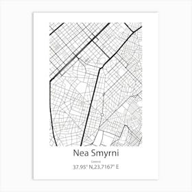 Nea Smyrni,Greece Minimalist Map Art Print