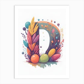 Colorful Letter D Illustration 84 Art Print