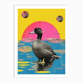 Duck Blue & Yellow Collage 1 Art Print