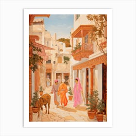 Hammamet Tunisia 4 Vintage Pink Travel Illustration Art Print