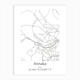 Annaka,Japan Minimalist Map Póster