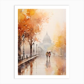 Rome Italy In Autumn Fall, Watercolour 1 Art Print