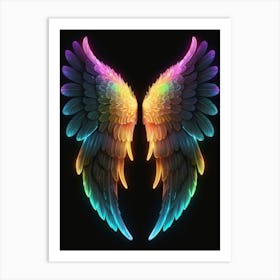 Neon Angel Wings 4 Art Print